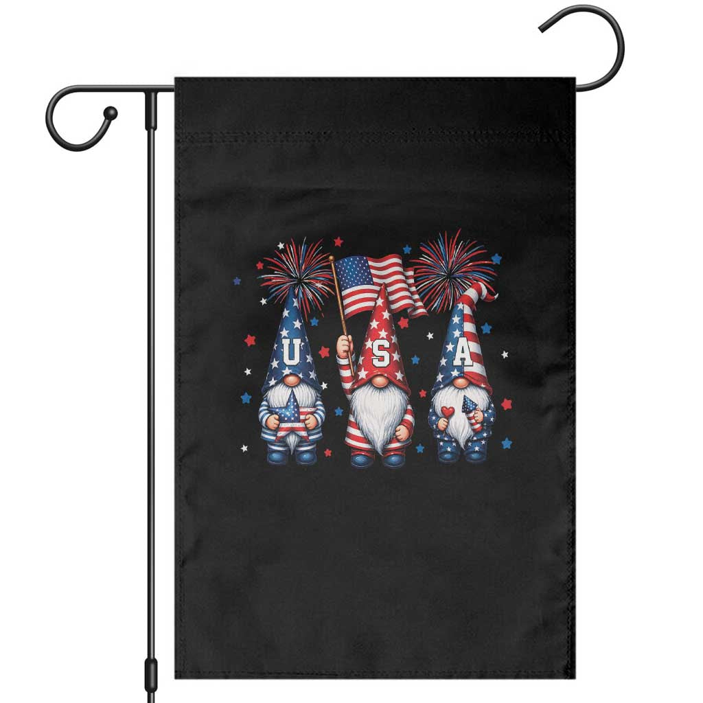 Red White Blue Gnomes Fireworks Garden Flag Patriotic 4th Of July TS12 Black Print Your Wear