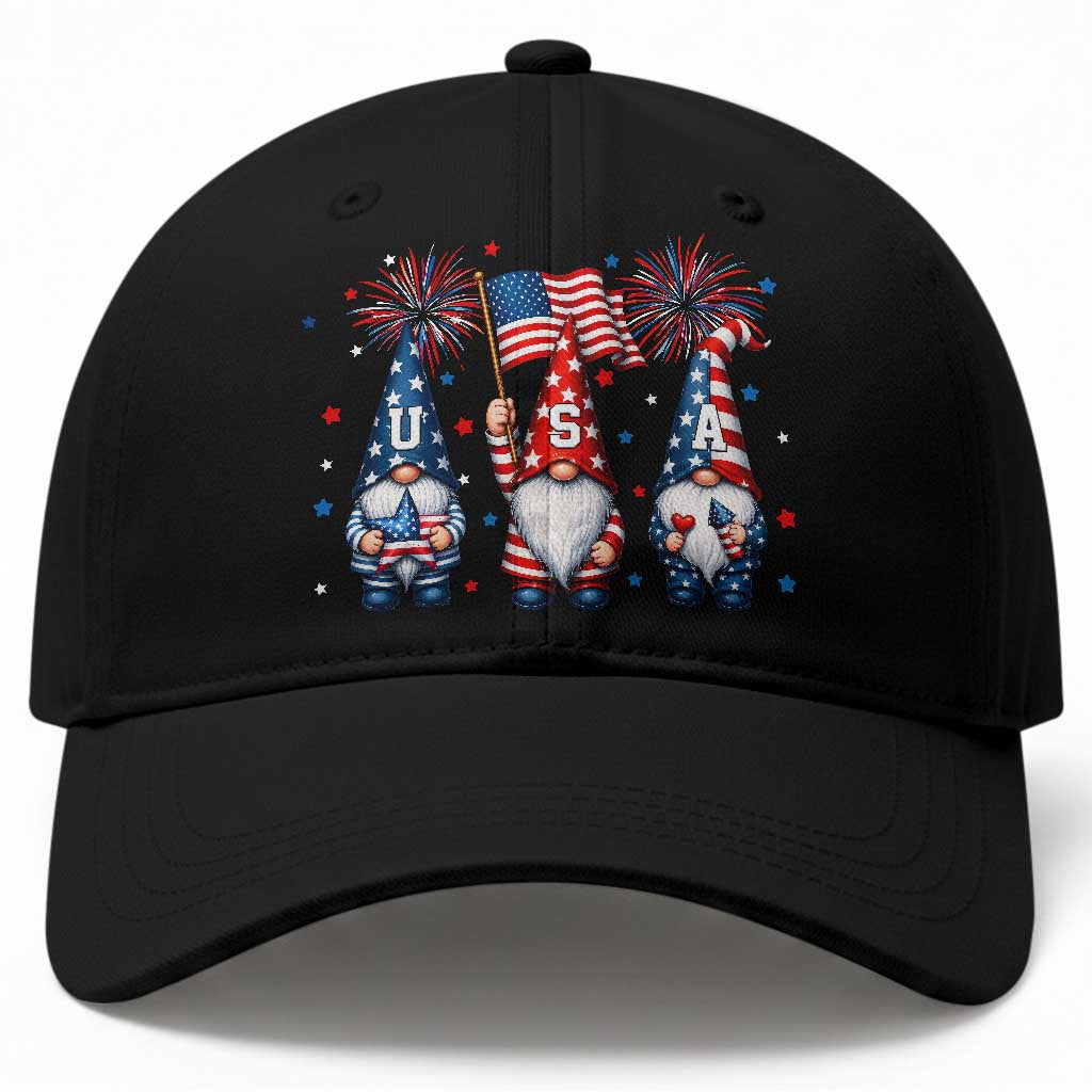 Red White Blue Gnomes Fireworks Baseball Cap Patriotic 4th Of July TS12 Print Your Wear