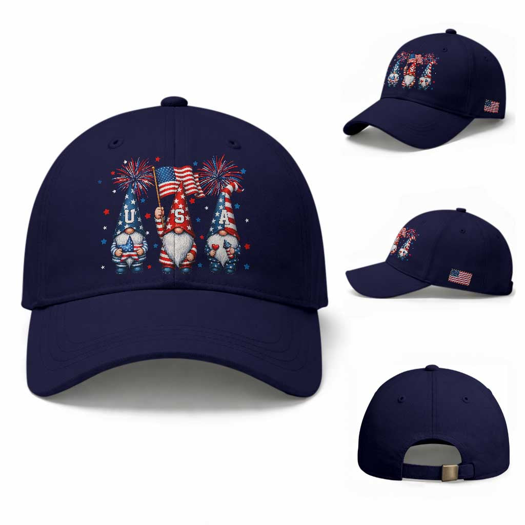 Red White Blue Gnomes Fireworks Baseball Cap Patriotic 4th Of July TS12 Baseball Cap Universal Fit Dark Blue Print Your Wear