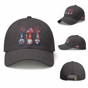 Red White Blue Gnomes Fireworks Baseball Cap Patriotic 4th Of July TS12 Baseball Cap Universal Fit Dark Gray Print Your Wear