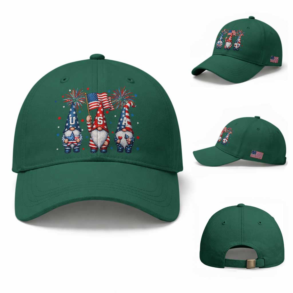 Red White Blue Gnomes Fireworks Baseball Cap Patriotic 4th Of July TS12 Baseball Cap Universal Fit Irish Green Print Your Wear