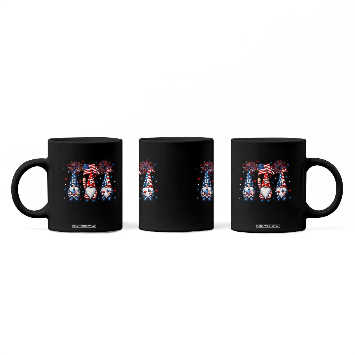 Red White Blue Gnomes Fireworks Coffee Mug Patriotic 4th Of July TS12 Print Your Wear