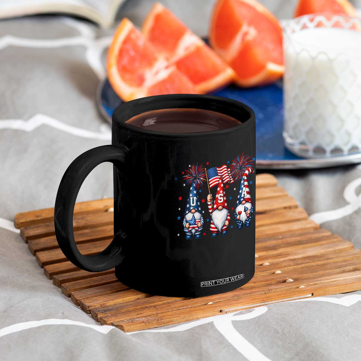 Red White Blue Gnomes Fireworks Coffee Mug Patriotic 4th Of July TS12 Print Your Wear