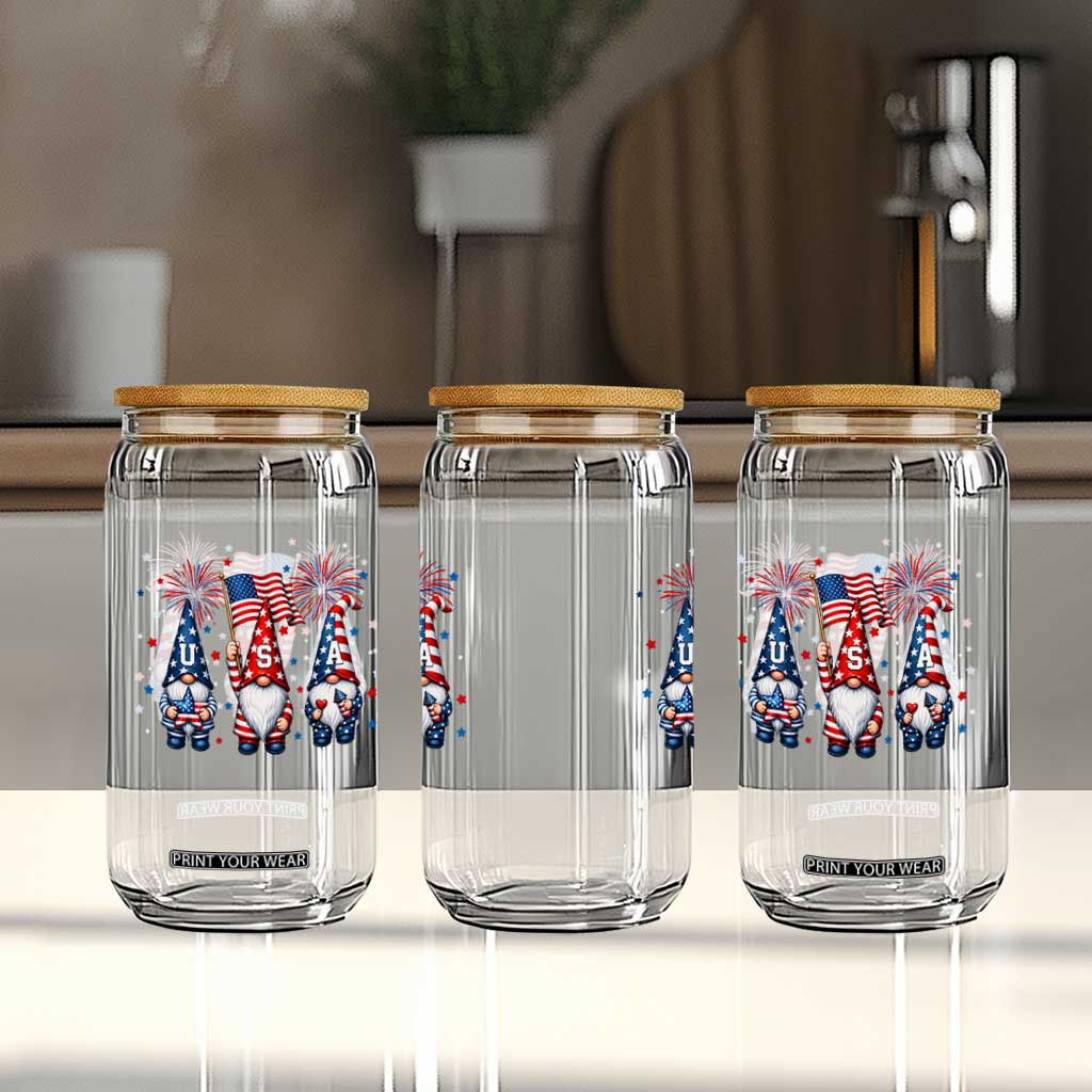 Red White Blue Gnomes Fireworks Glass Can Patriotic 4th Of July TS12 Print Your Wear
