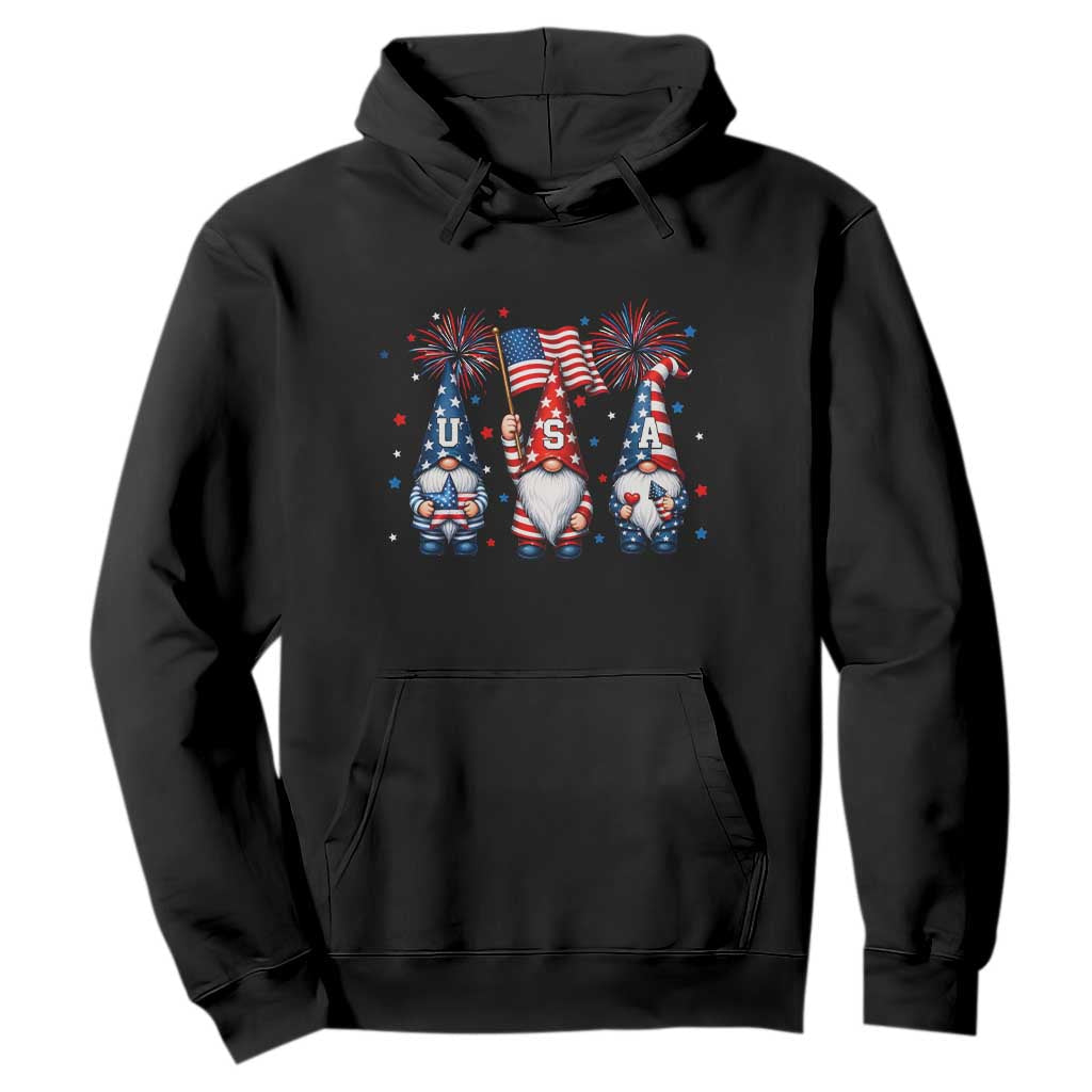 Red White Blue Gnomes Fireworks Hoodie Patriotic 4th Of July TS12 Black Print Your Wear