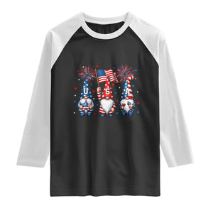 Red White Blue Gnomes Fireworks Raglan Shirt Patriotic 4th Of July TS12 Black White Print Your Wear
