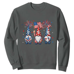 Red White Blue Gnomes Fireworks Sweatshirt Patriotic 4th Of July TS12 Dark Heather Print Your Wear
