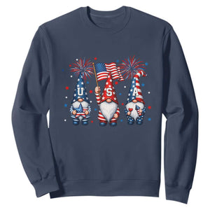 Red White Blue Gnomes Fireworks Sweatshirt Patriotic 4th Of July TS12 Navy Print Your Wear