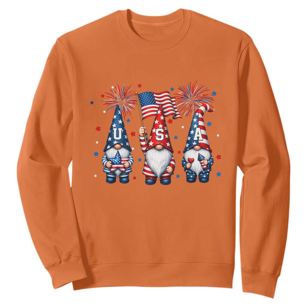Red White Blue Gnomes Fireworks Sweatshirt Patriotic 4th Of July TS12 Orange Print Your Wear