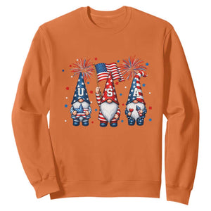 Red White Blue Gnomes Fireworks Sweatshirt Patriotic 4th Of July TS12 Orange Print Your Wear