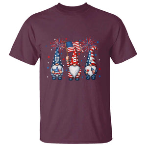 Red White Blue Gnomes Fireworks T Shirt Patriotic 4th Of July TS12 Maroon Print Your Wear