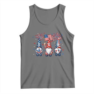 Red White Blue Gnomes Fireworks Tank Top Patriotic 4th Of July TS12 Black Heather Print Your Wear
