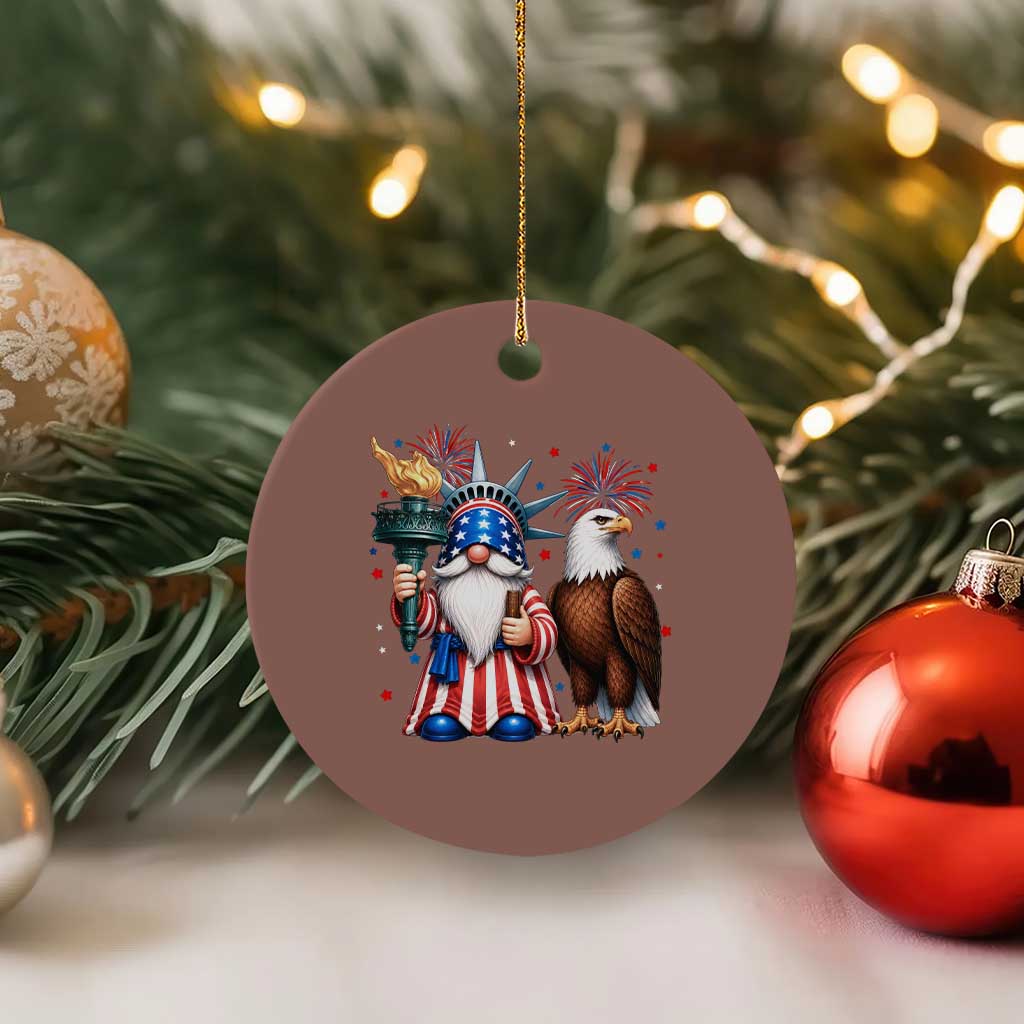Funny Statue Of Liberty Gnome Ceramic Ornament Patriotic 4th Of July TS12 1pc Mocha Print Your Wear