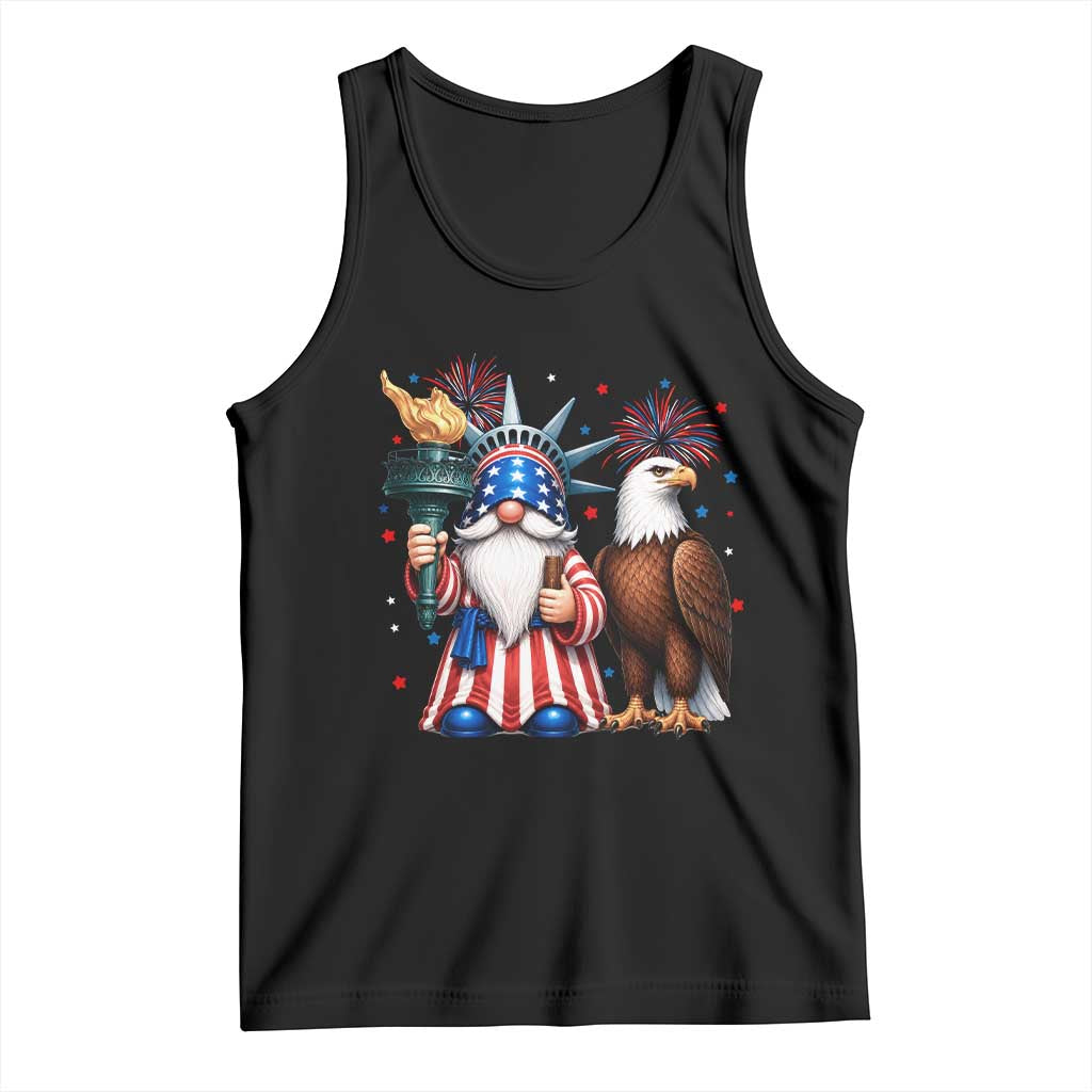 Funny Statue Of Liberty Gnome Tank Top Patriotic 4th Of July TS12 Black Print Your Wear
