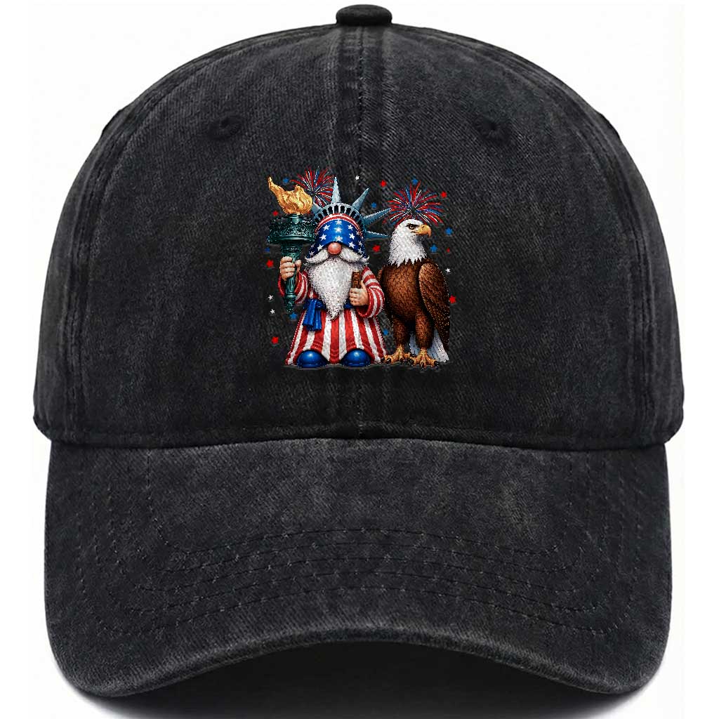 Funny Statue Of Liberty Gnome Washed Cotton Baseball Cap Patriotic 4th Of July TS12 Print Your Wear