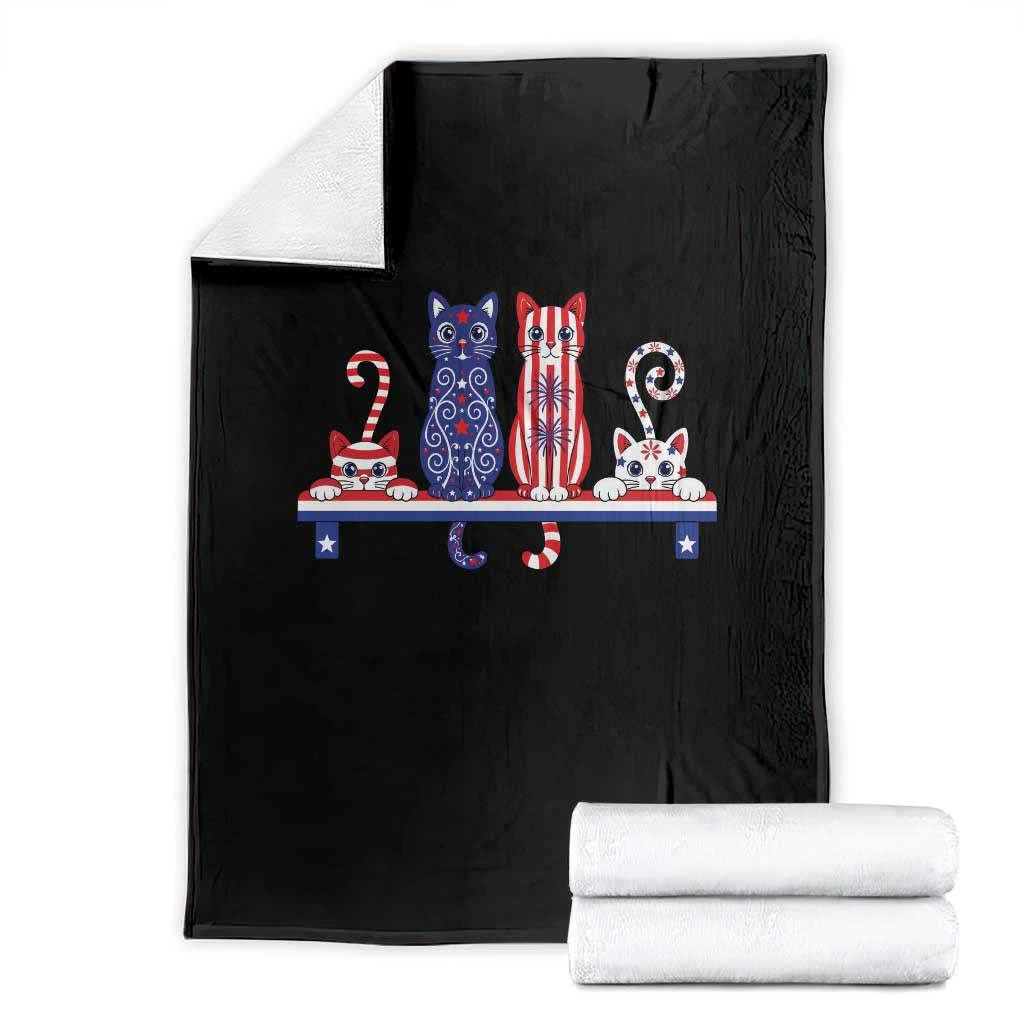 Red White And Blue Cute Cats Throw Blanket Patriotic Pet Lover TS12 Black Print Your Wear
