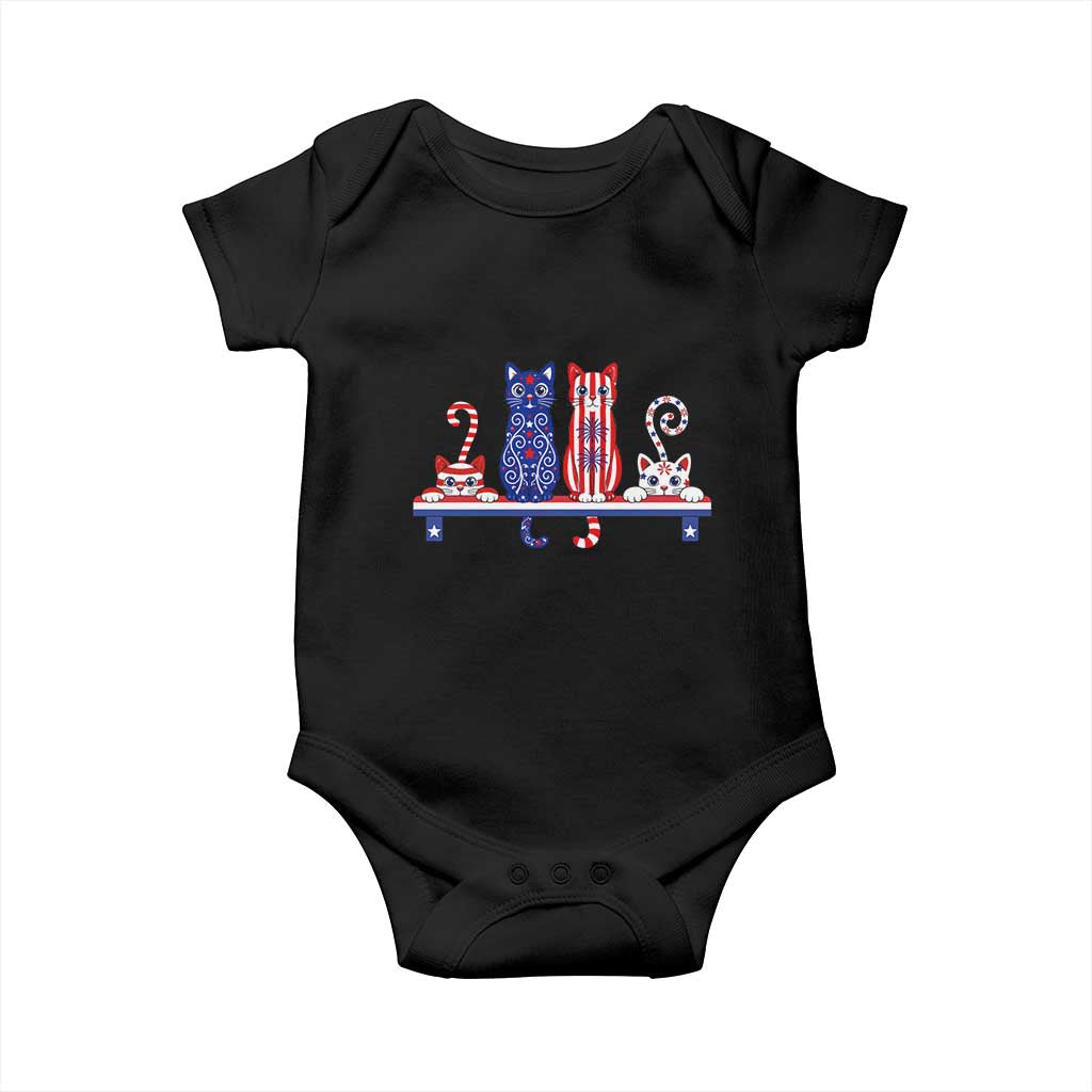 Red White And Blue Cute Cats Baby Onesie Patriotic Pet Lover TS12 Black Print Your Wear