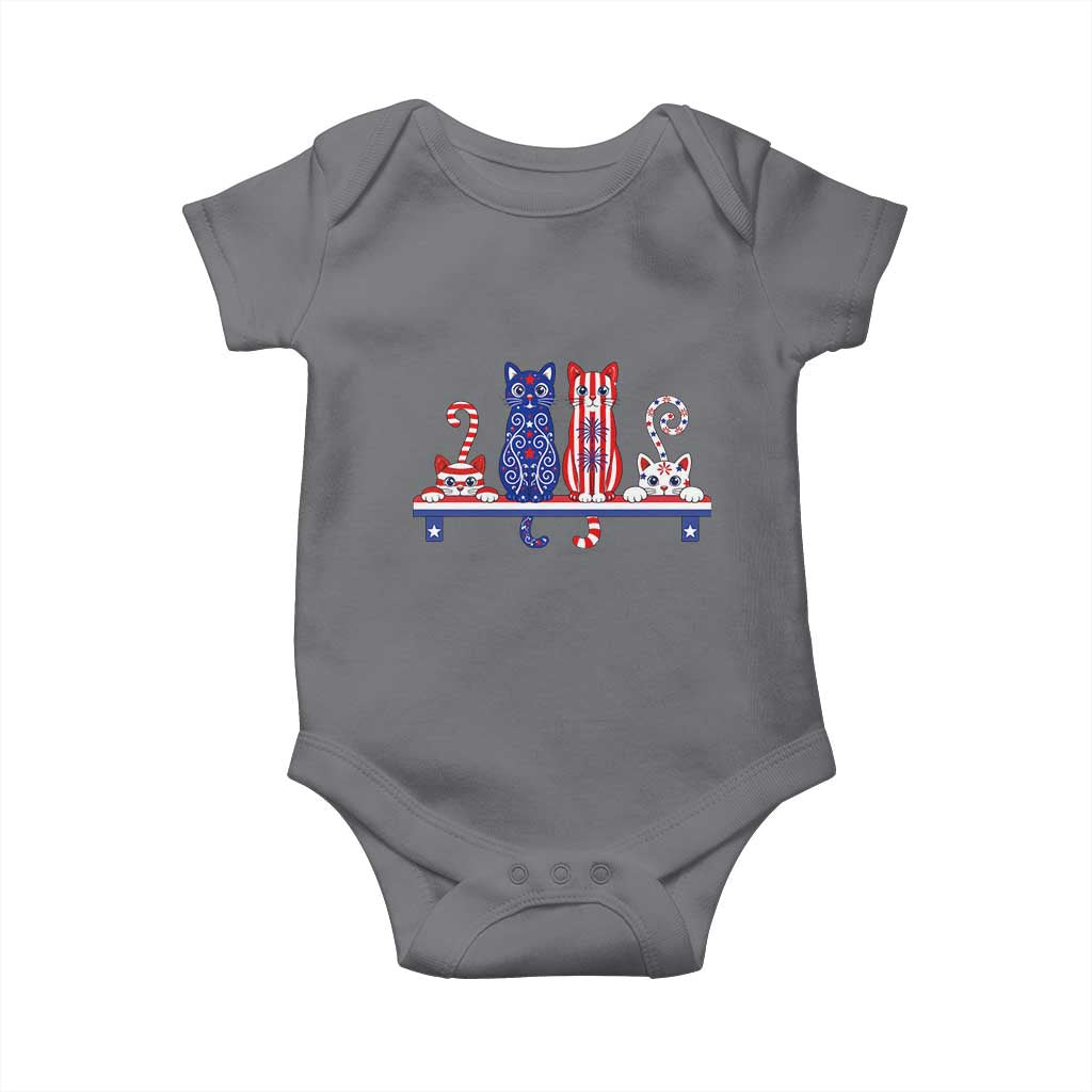 Red White And Blue Cute Cats Baby Onesie Patriotic Pet Lover TS12 Charcoal Print Your Wear