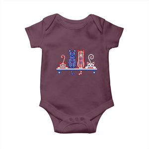 Red White And Blue Cute Cats Baby Onesie Patriotic Pet Lover TS12 Maroon Print Your Wear