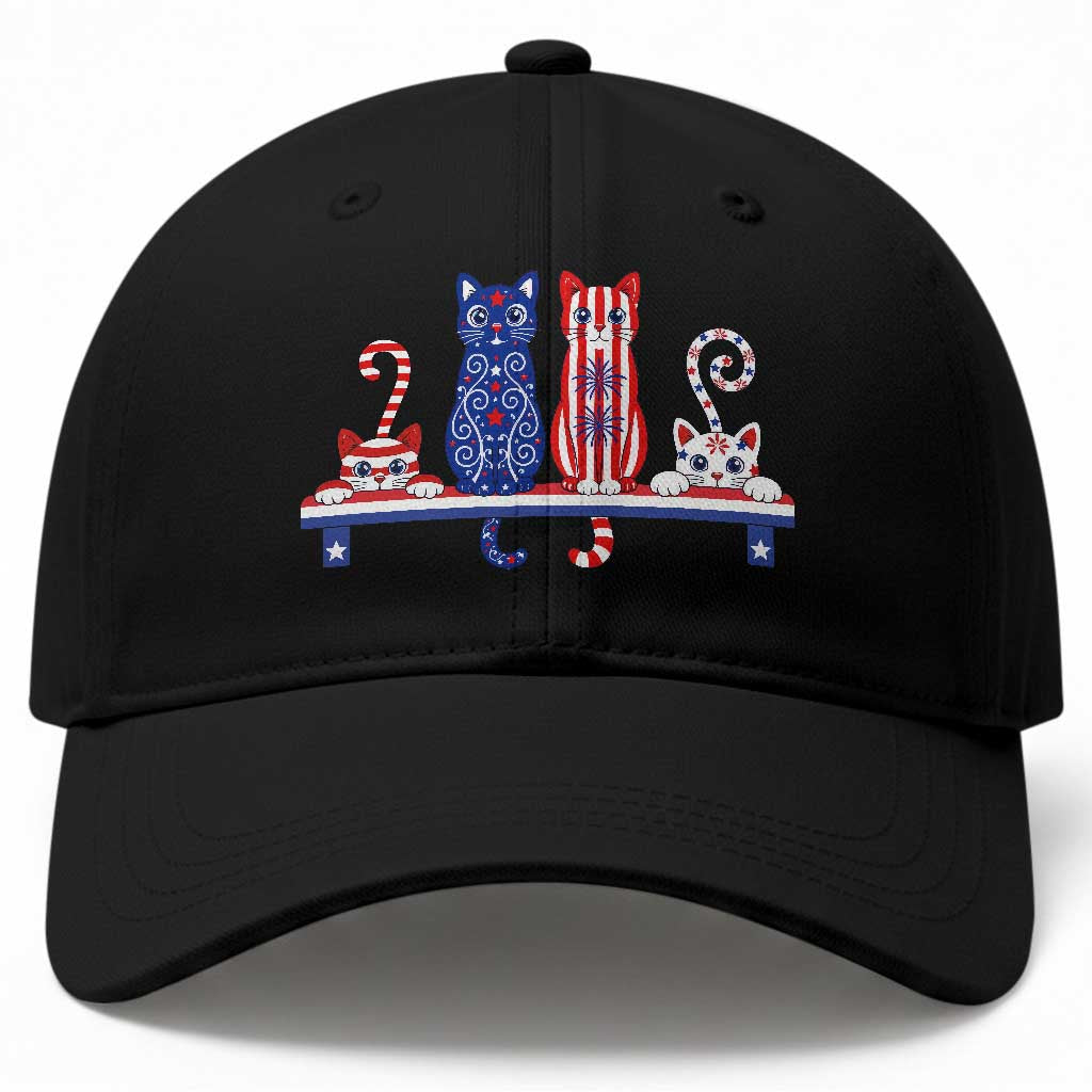 Red White And Blue Cute Cats Baseball Cap Patriotic Pet Lover TS12 Print Your Wear