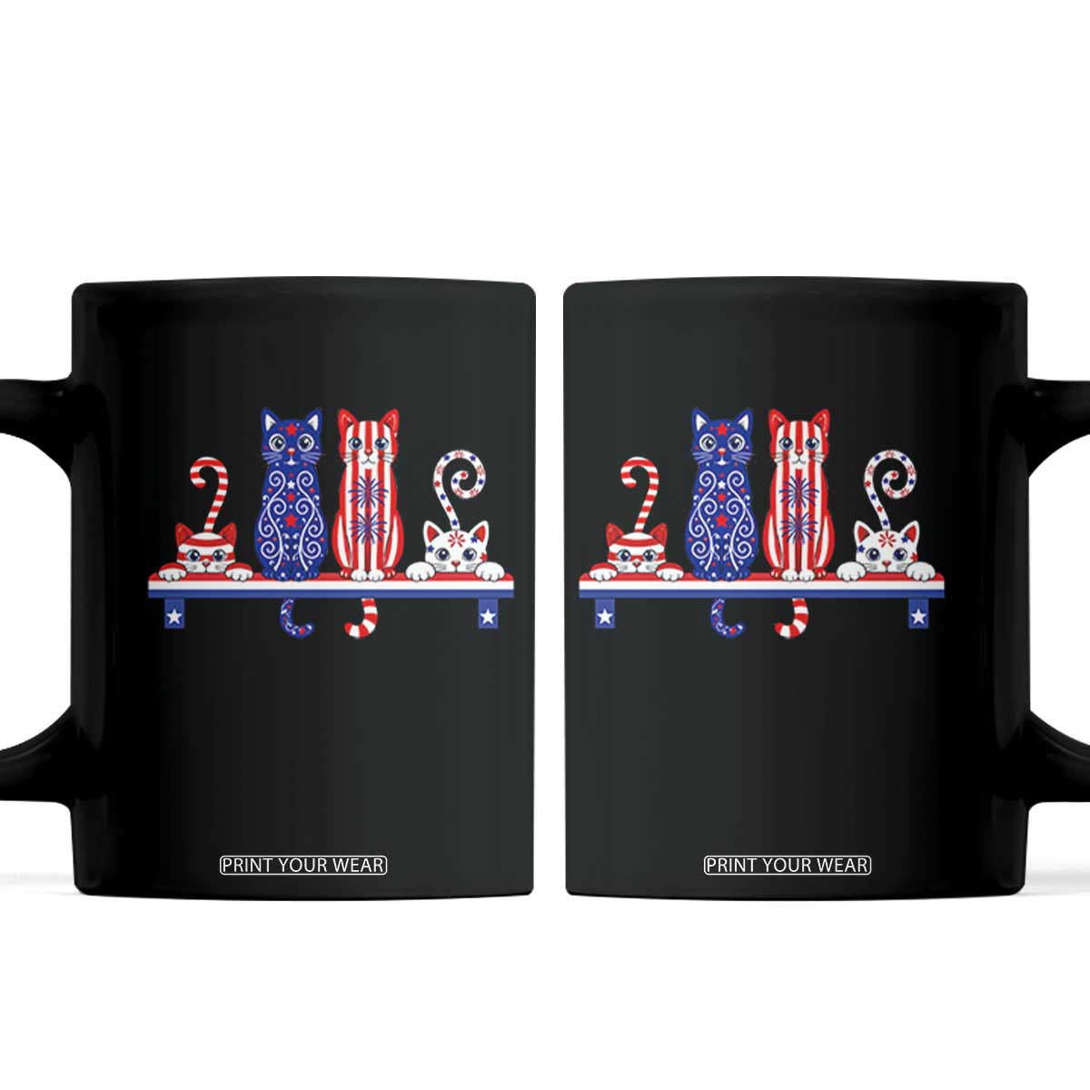 Red White And Blue Cute Cats Coffee Mug Patriotic Pet Lover TS12 Black Print Your Wear