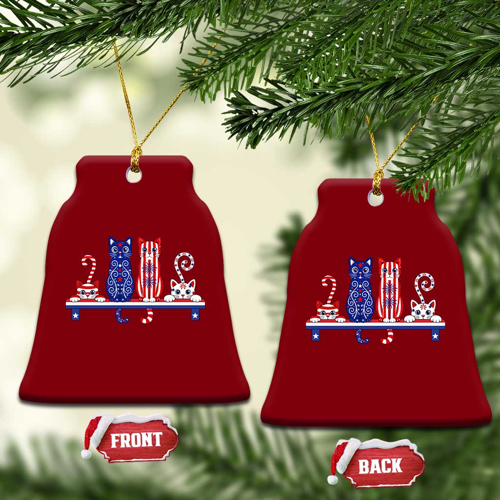 Red White And Blue Cute Cats Ceramic Ornament Patriotic Pet Lover TS12 Print Your Wear
