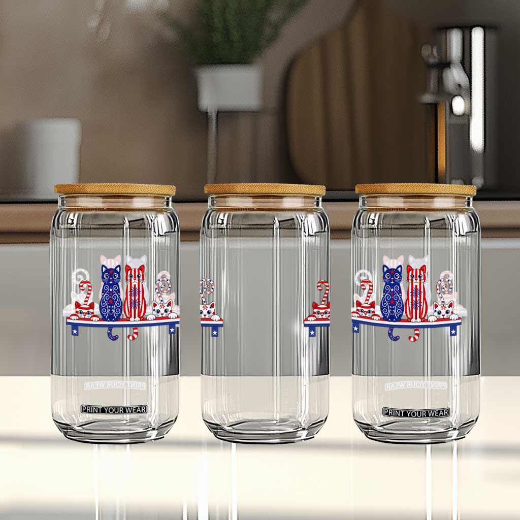 Red White And Blue Cute Cats Glass Can Patriotic Pet Lover TS12 Print Your Wear