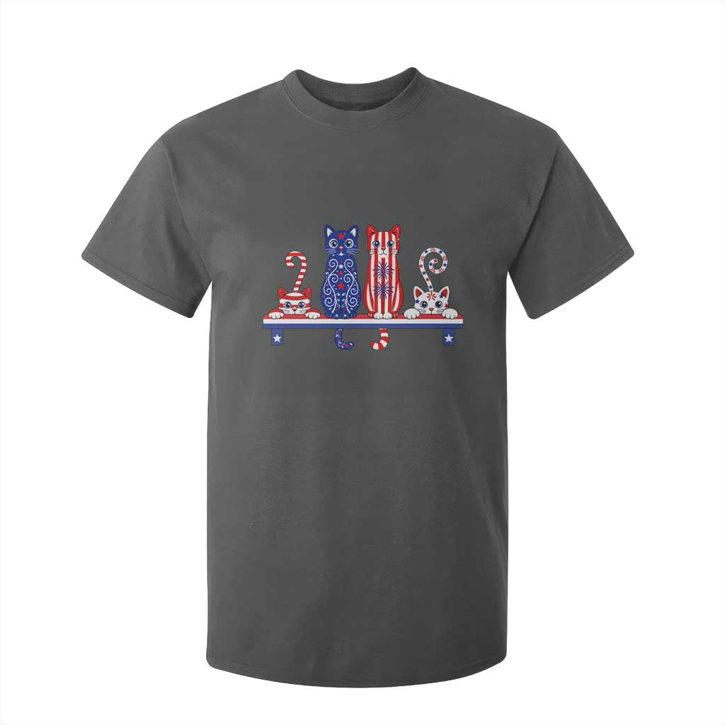 Red White And Blue Cute Cats T Shirt For Kid Patriotic Pet Lover TS12 Dark Heather Print Your Wear