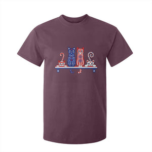 Red White And Blue Cute Cats T Shirt For Kid Patriotic Pet Lover TS12 Maroon Print Your Wear
