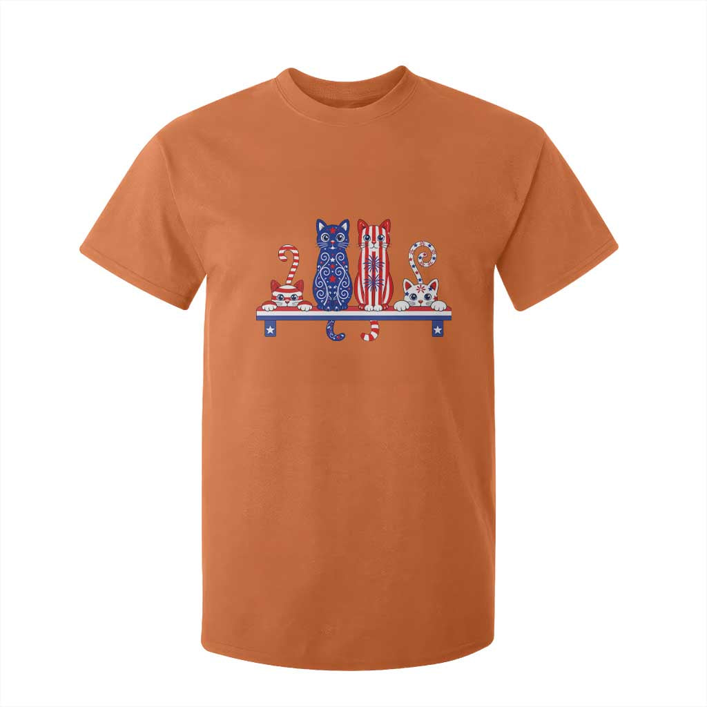 Red White And Blue Cute Cats T Shirt For Kid Patriotic Pet Lover TS12 Orange Print Your Wear