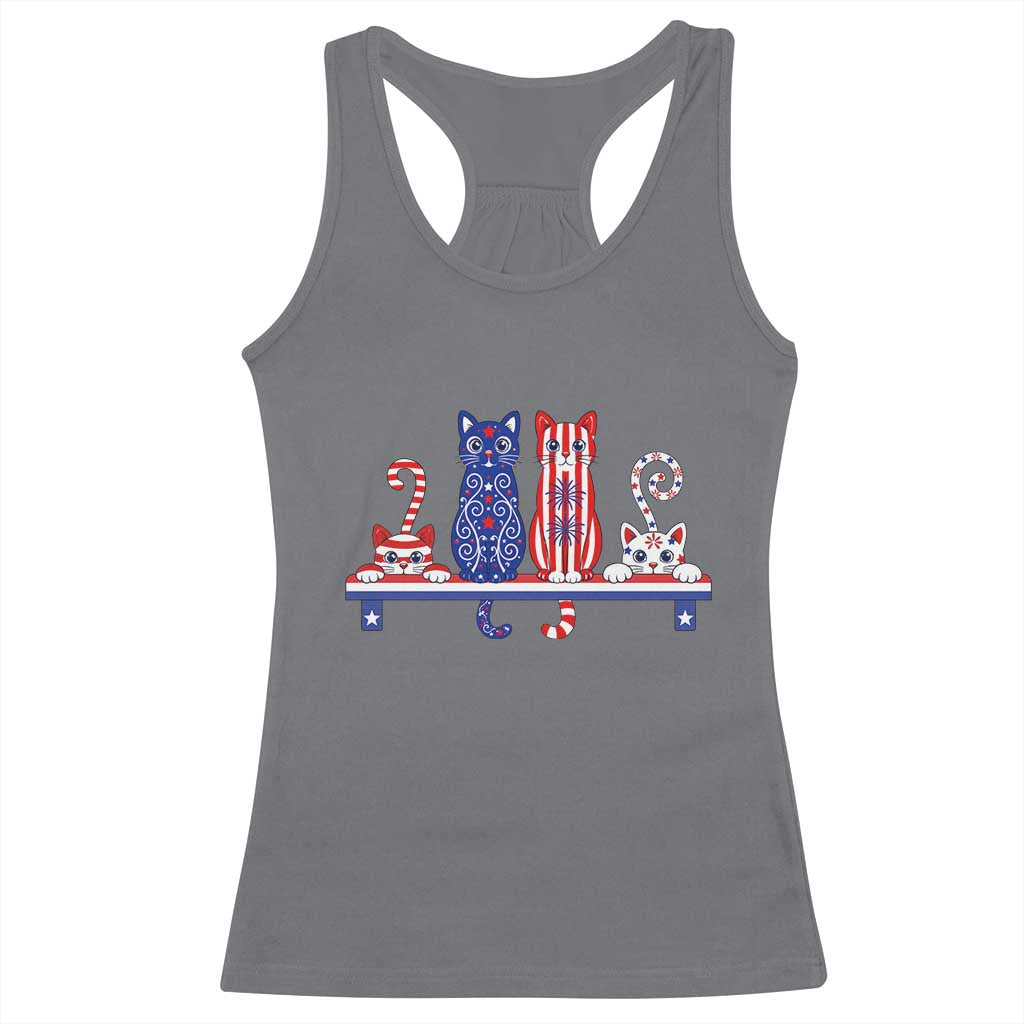 Red White And Blue Cute Cats Racerback Tank Top Patriotic Pet Lover TS12 Charcoal Print Your Wear