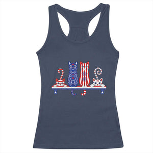 Red White And Blue Cute Cats Racerback Tank Top Patriotic Pet Lover TS12 Navy Print Your Wear