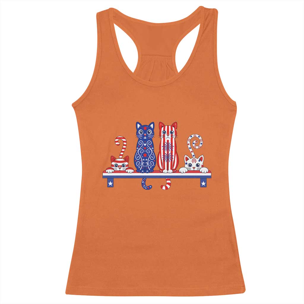 Red White And Blue Cute Cats Racerback Tank Top Patriotic Pet Lover TS12 Orange Print Your Wear