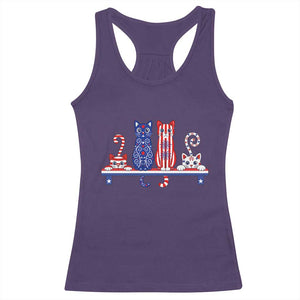 Red White And Blue Cute Cats Racerback Tank Top Patriotic Pet Lover TS12 Purple Print Your Wear