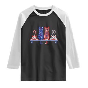 Red White And Blue Cute Cats Raglan Shirt Patriotic Pet Lover TS12 Black White Print Your Wear
