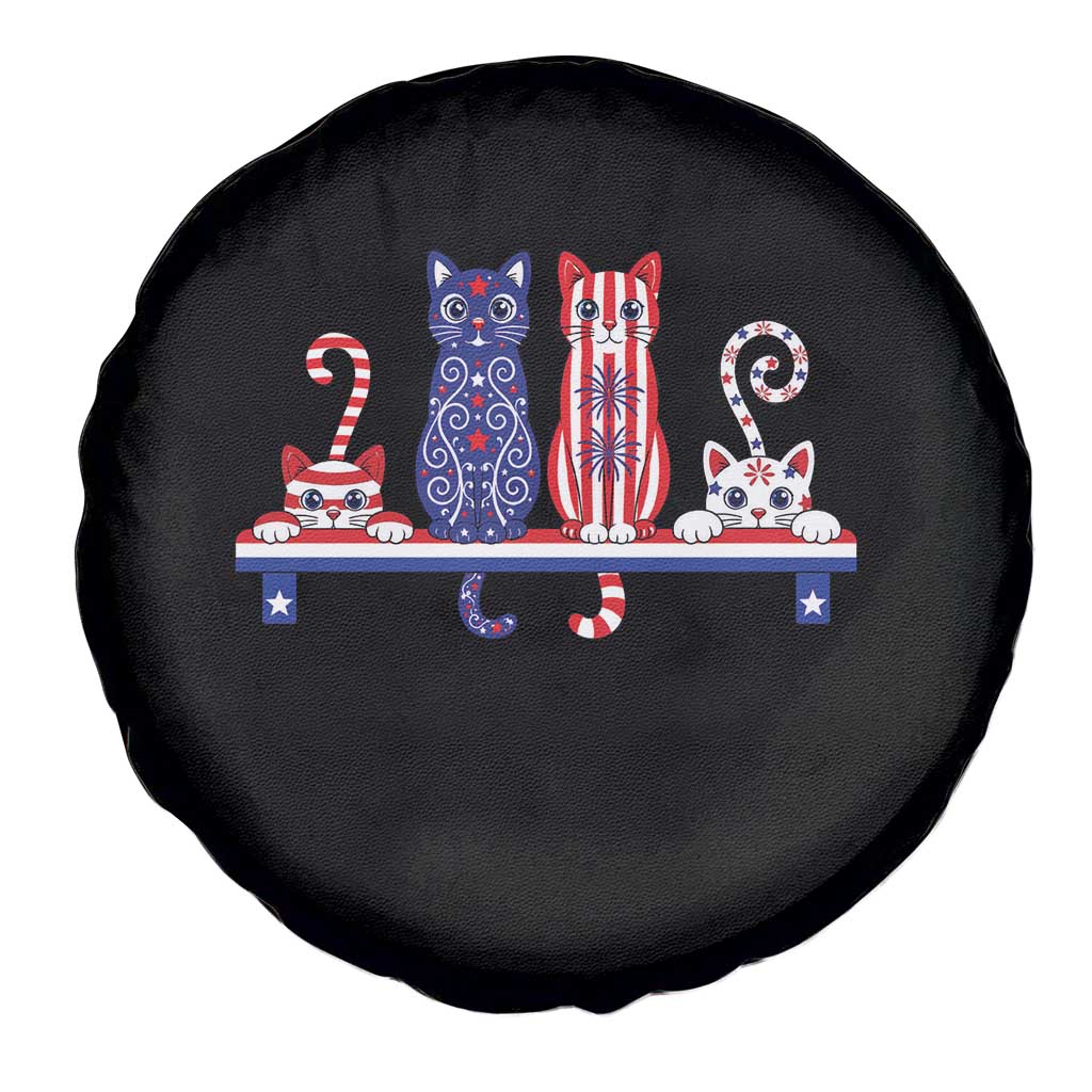 Red White And Blue Cute Cats Spare Tire Cover Patriotic Pet Lover TS12 Print Your Wear