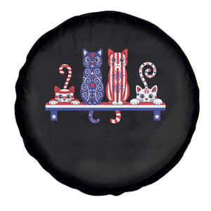 Red White And Blue Cute Cats Spare Tire Cover Patriotic Pet Lover TS12 Print Your Wear