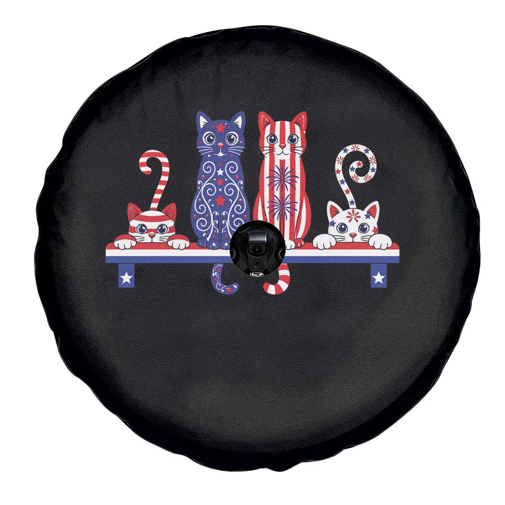 Red White And Blue Cute Cats Spare Tire Cover Patriotic Pet Lover TS12 Print Your Wear