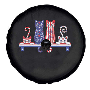 Red White And Blue Cute Cats Spare Tire Cover Patriotic Pet Lover TS12 Print Your Wear