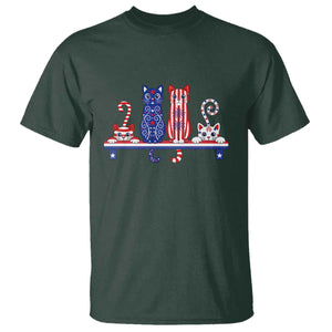 Red White And Blue Cute Cats T Shirt Patriotic Pet Lover TS12 Dark Forest Green Print Your Wear
