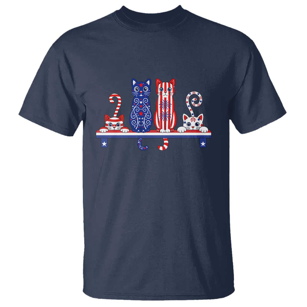 Red White And Blue Cute Cats T Shirt Patriotic Pet Lover TS12 Navy Print Your Wear