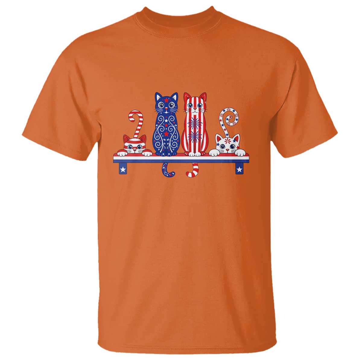 Red White And Blue Cute Cats T Shirt Patriotic Pet Lover TS12 Orange Print Your Wear