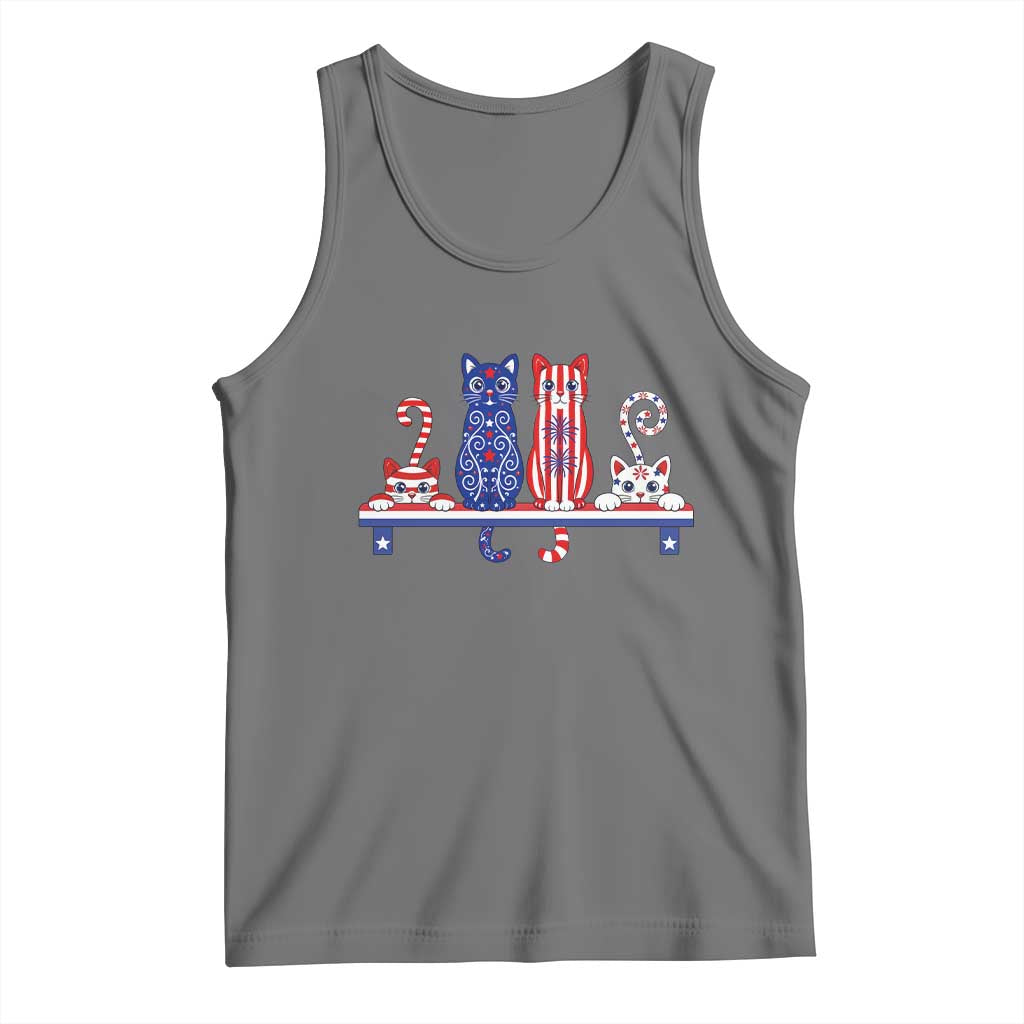 Red White And Blue Cute Cats Tank Top Patriotic Pet Lover TS12 Black Heather Print Your Wear
