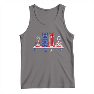 Red White And Blue Cute Cats Tank Top Patriotic Pet Lover TS12 Deep Heather Print Your Wear