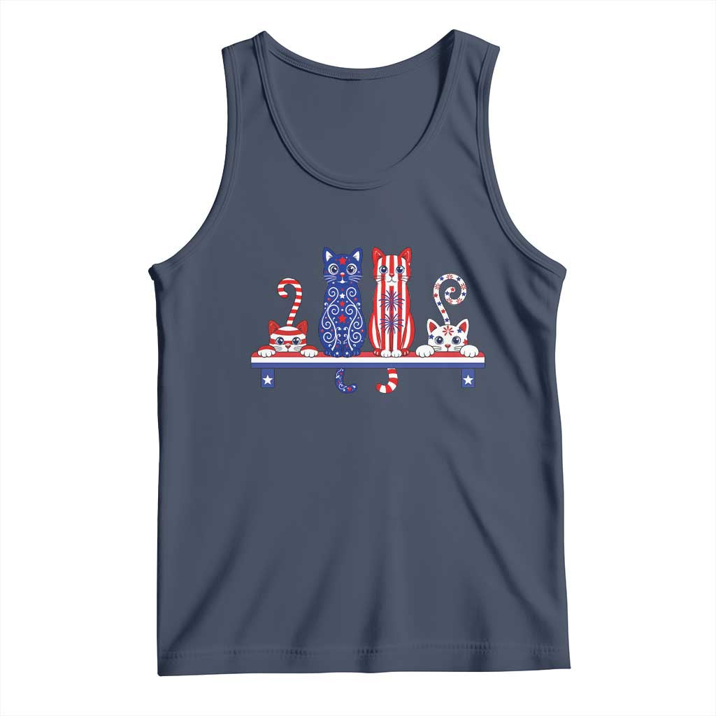 Red White And Blue Cute Cats Tank Top Patriotic Pet Lover TS12 Navy Print Your Wear