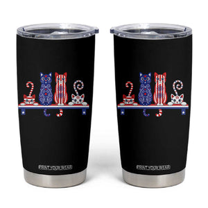 Red White And Blue Cute Cats Tumbler Cup Patriotic Pet Lover TS12 Black Print Your Wear