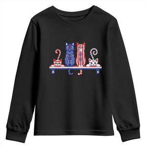 Red White And Blue Cute Cats Youth Sweatshirt Patriotic Pet Lover TS12 Black Print Your Wear