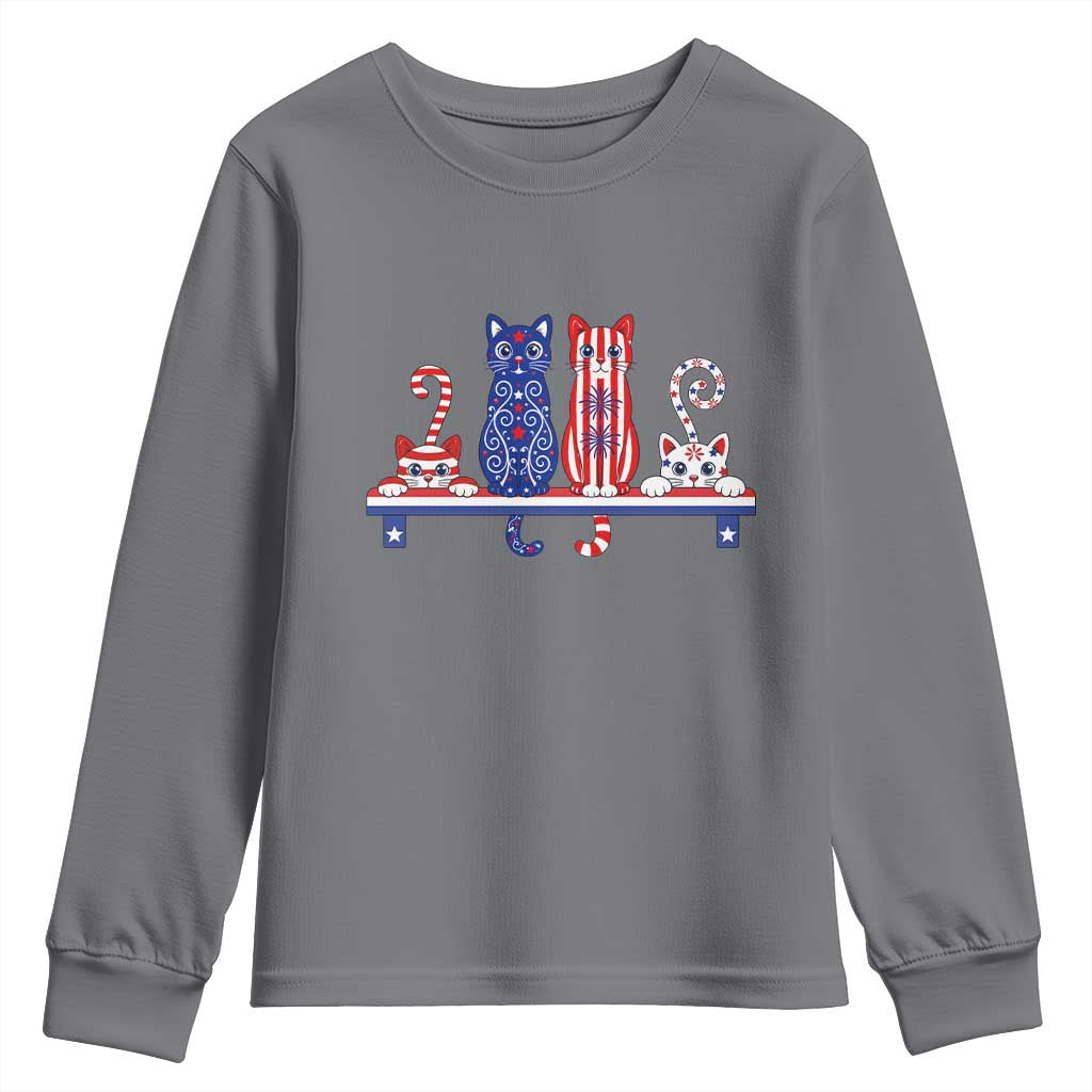 Red White And Blue Cute Cats Youth Sweatshirt Patriotic Pet Lover TS12 Charcoal Print Your Wear