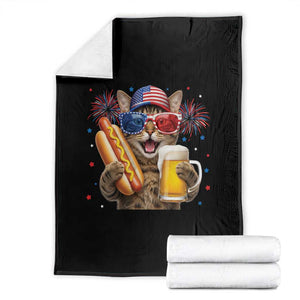 Beer And Hotdog Cat Throw Blanket Fourth Of July Celebration TS12 Black Print Your Wear