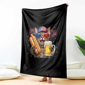 Beer And Hotdog Cat Throw Blanket Fourth Of July Celebration TS12 Print Your Wear